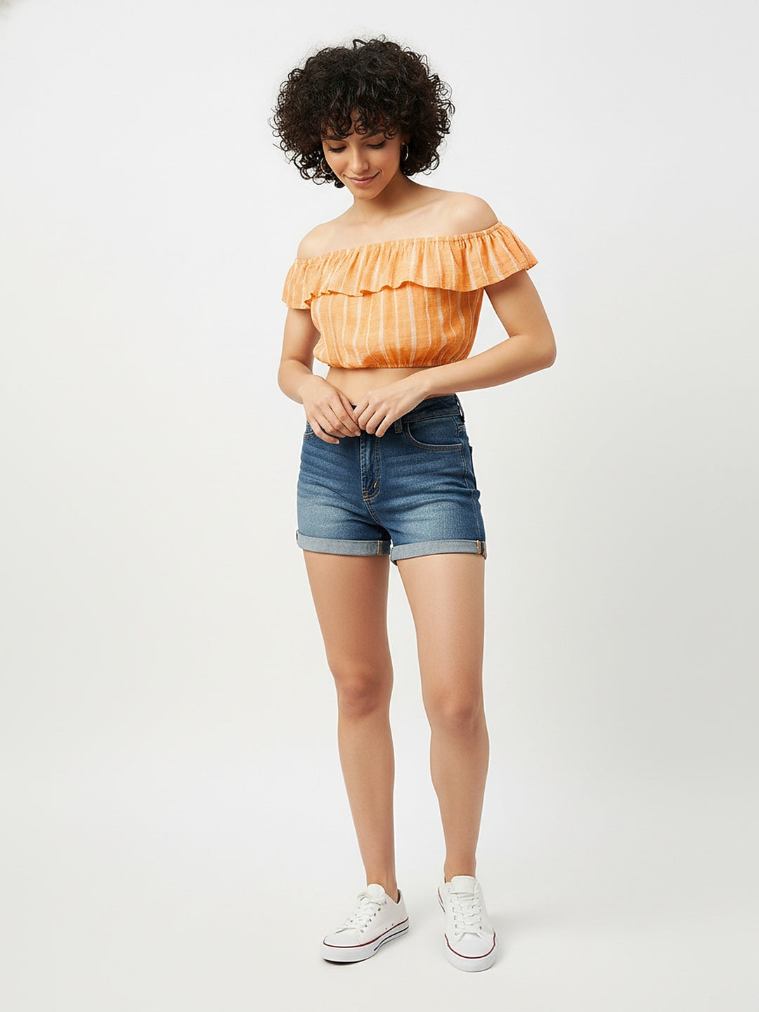 Chimpaaanzee Women Off Shoulder Yellow Top