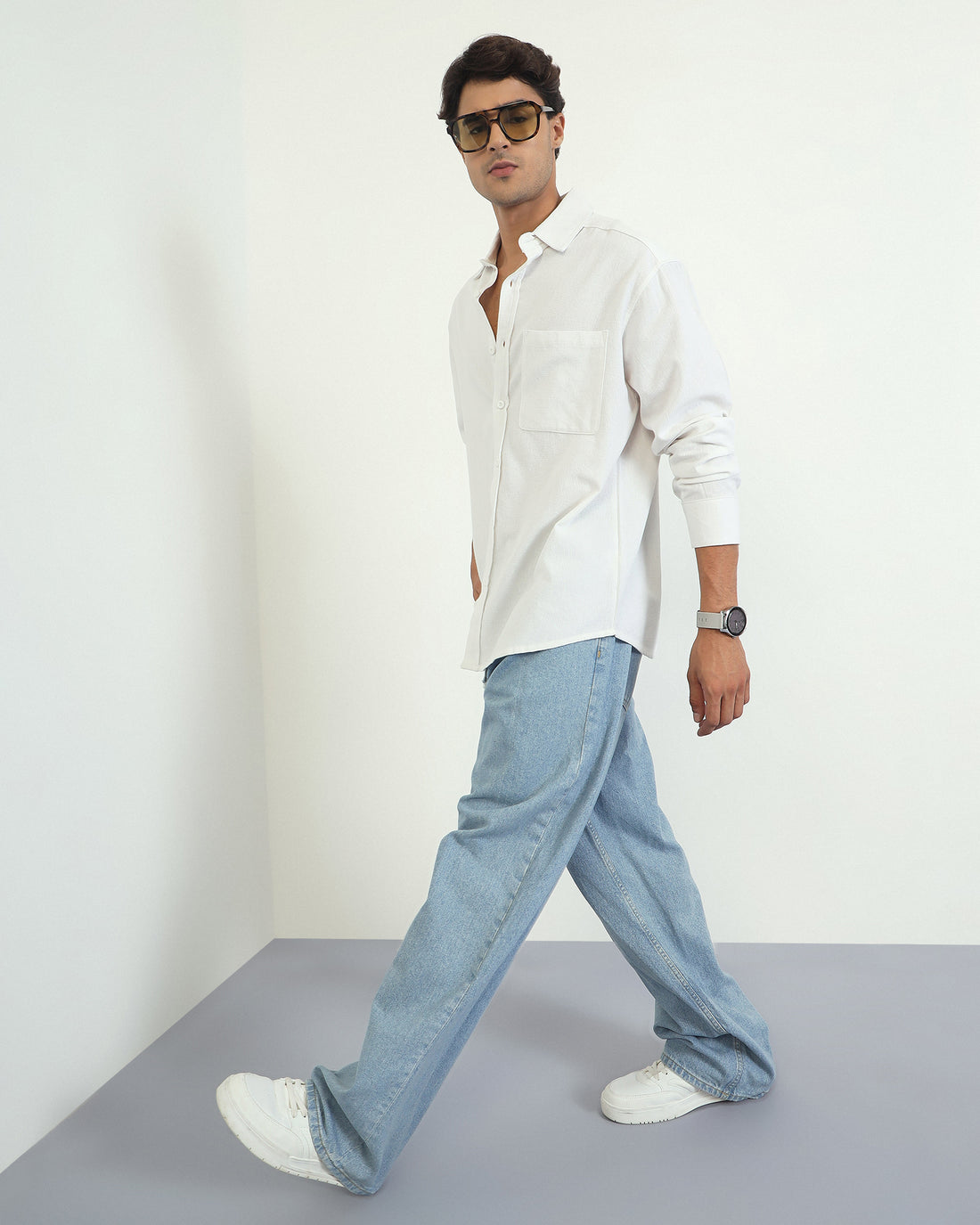 Chimpaaanzee Men White Oversized Fit Shirt