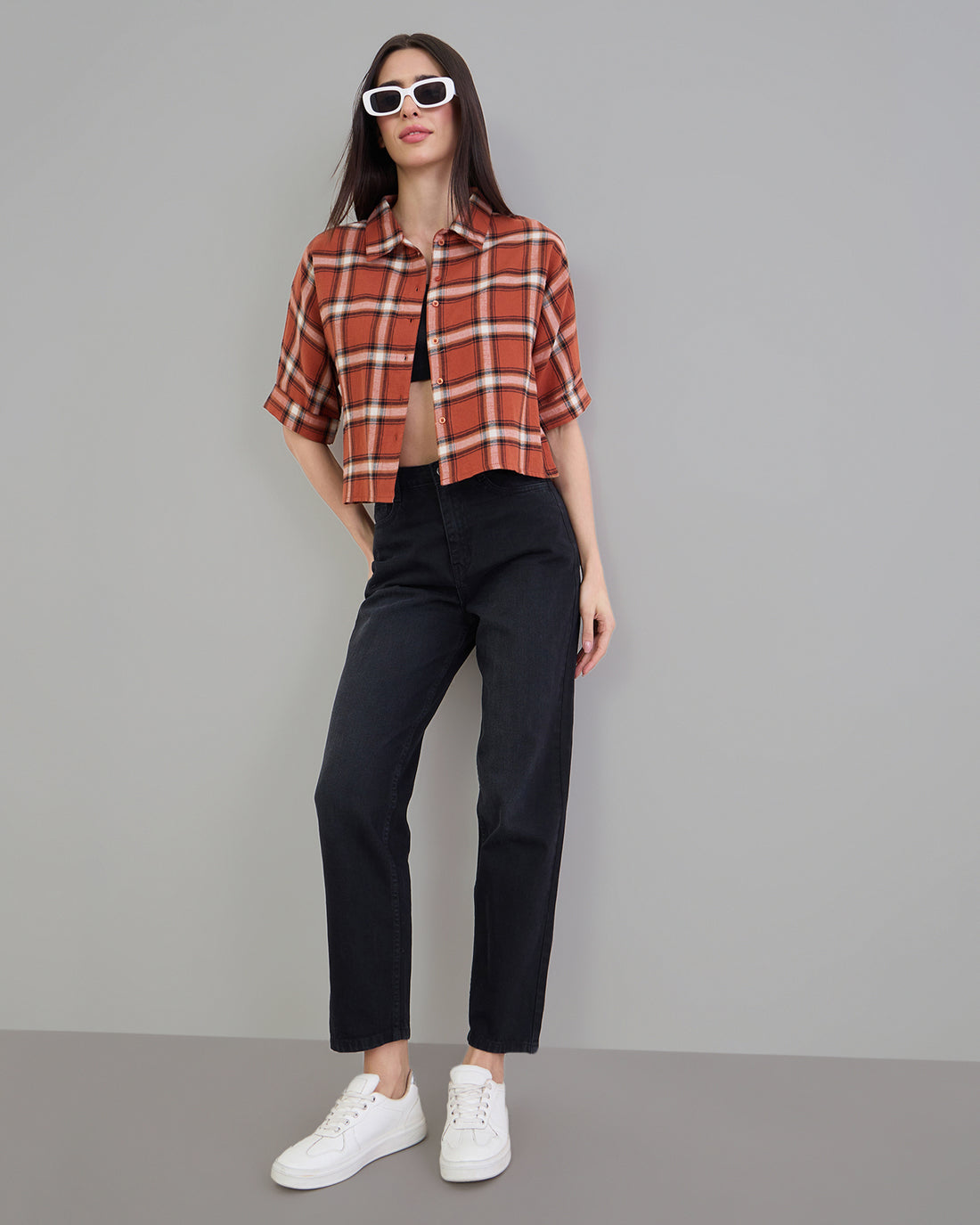 Chimpaaanzee Women Rust Orange Crop Shirt