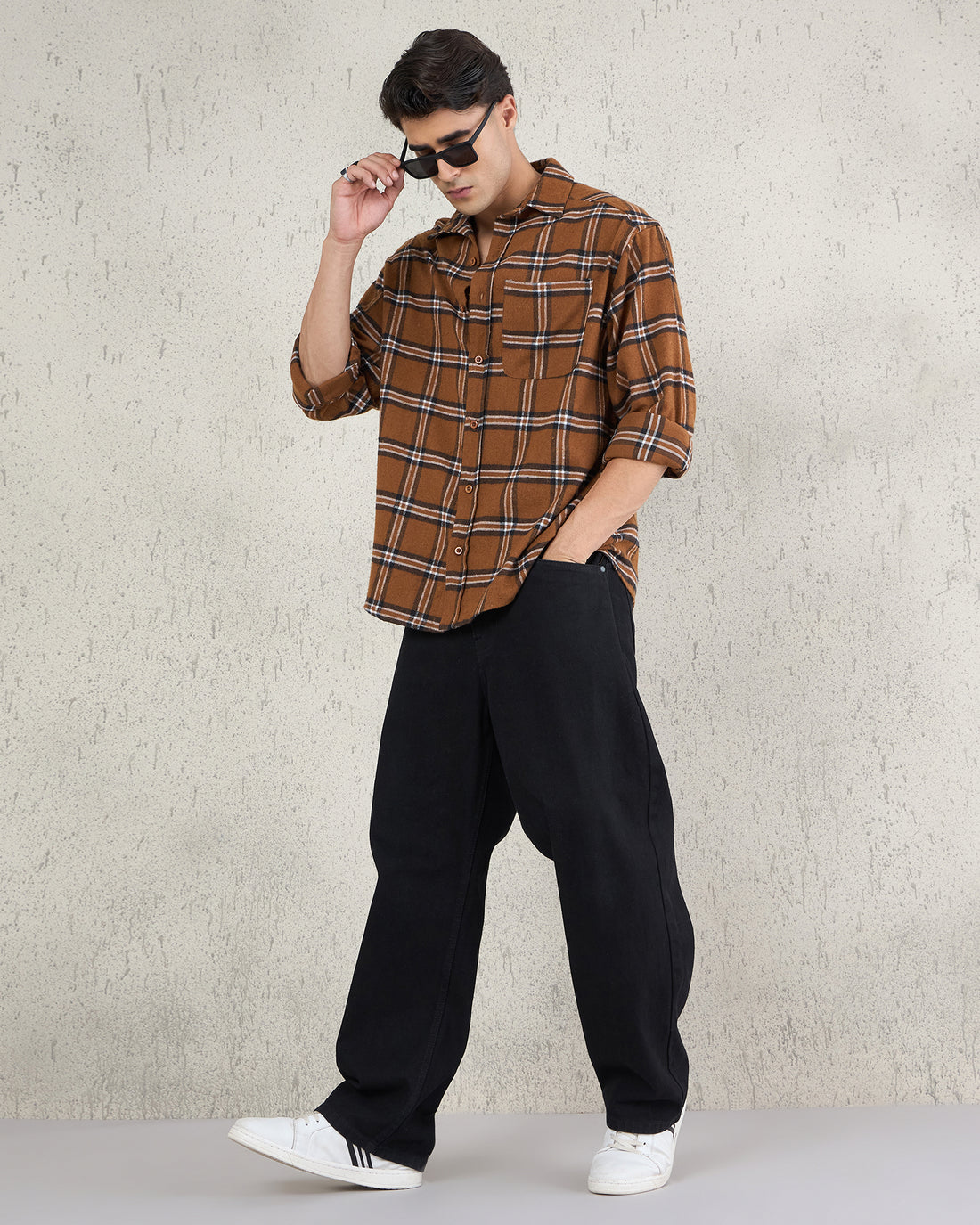 Chimpaaanzee Men Brown Oversized Fit Shirt