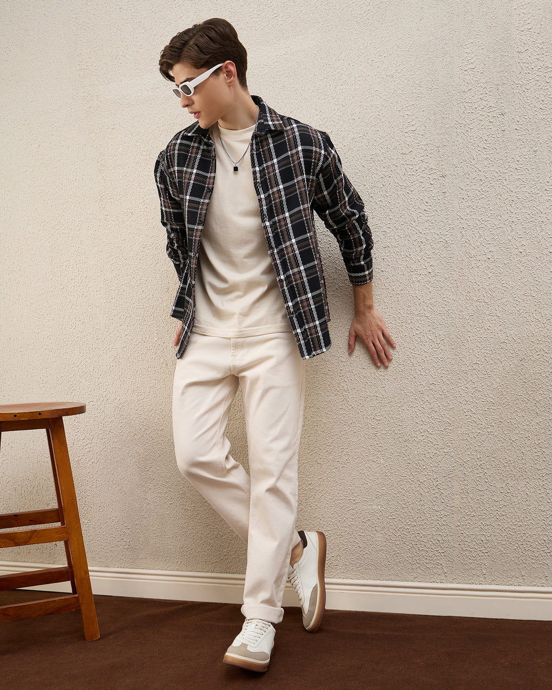 Chimpaaanzee Men Black & Brown Oversized Fit Shirt