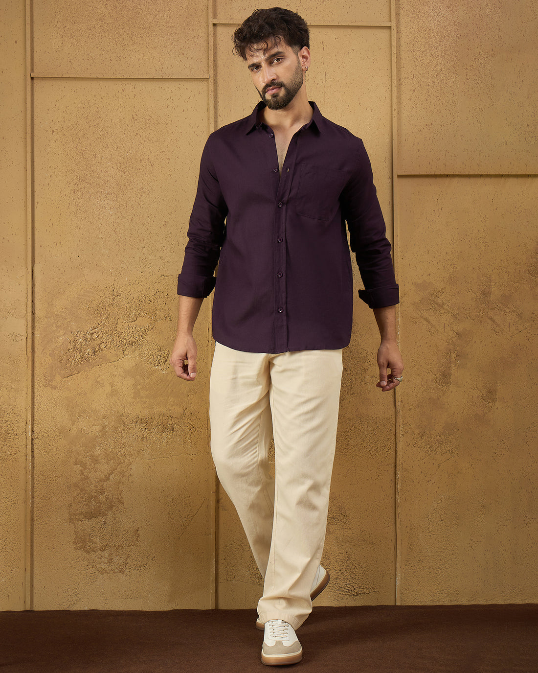 Chimpaaanzee Men Wine Regular Fit Shirt