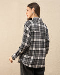 Chimpaaanzee Women Grey & White Oversized Shirt - CHIMPAAANZEE