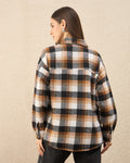 Chimpaaanzee Women Brown Oversized Shirt - CHIMPAAANZEE