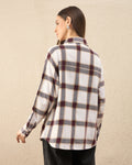 Chimpaaanzee Women White & Maroon Oversized Shirt - CHIMPAAANZEE