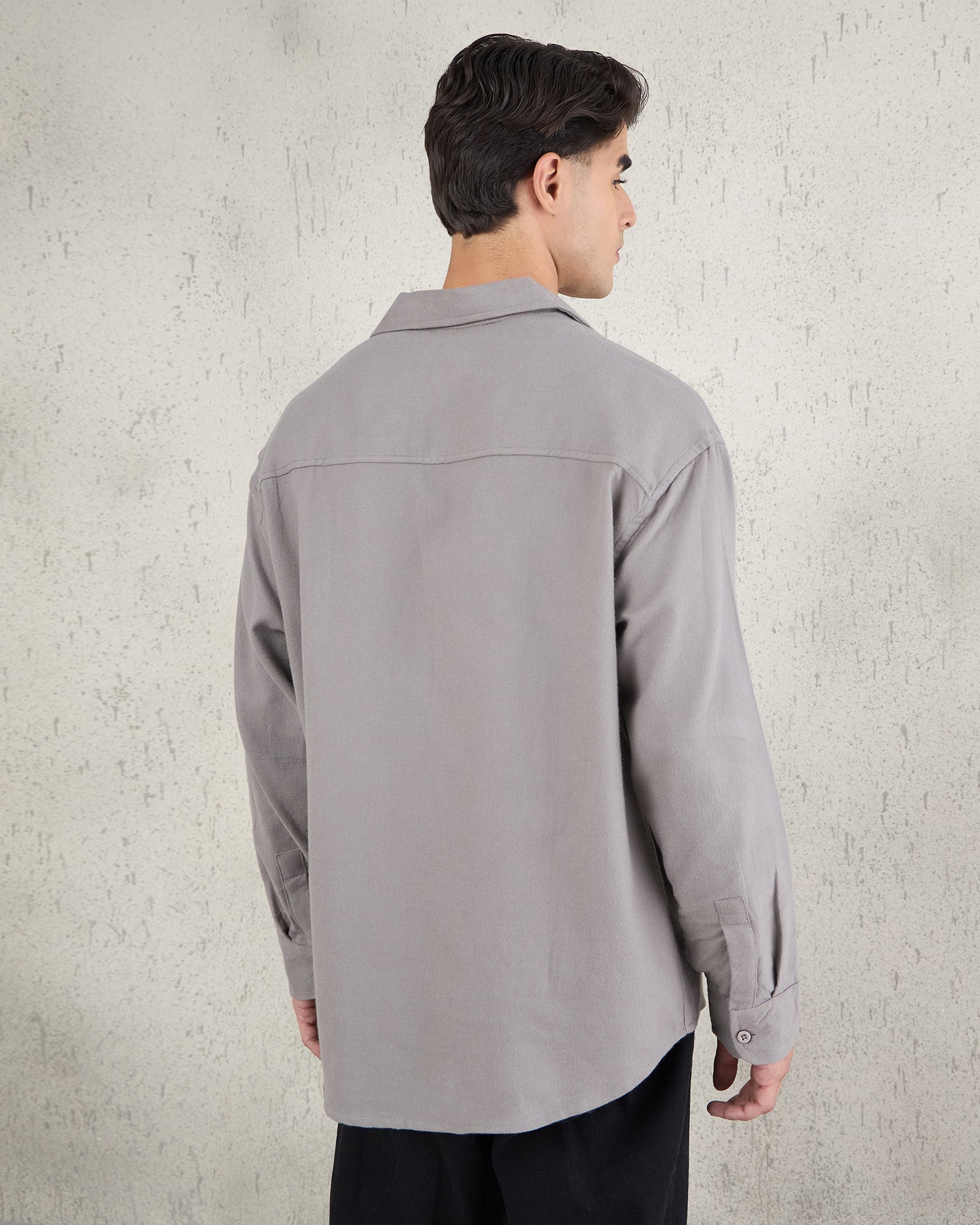 Chimpaaanzee Men Grey Oversized Fit Shirt - CHIMPAAANZEE