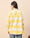 Chimpaaanzee Women Yellow & White Oversized Shirt - CHIMPAAANZEE