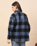 Chimpaaanzee Women Blue & Black Oversized Shirt - CHIMPAAANZEE