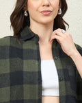 Chimpaaanzee Women Green & Black Oversized Shirt - CHIMPAAANZEE