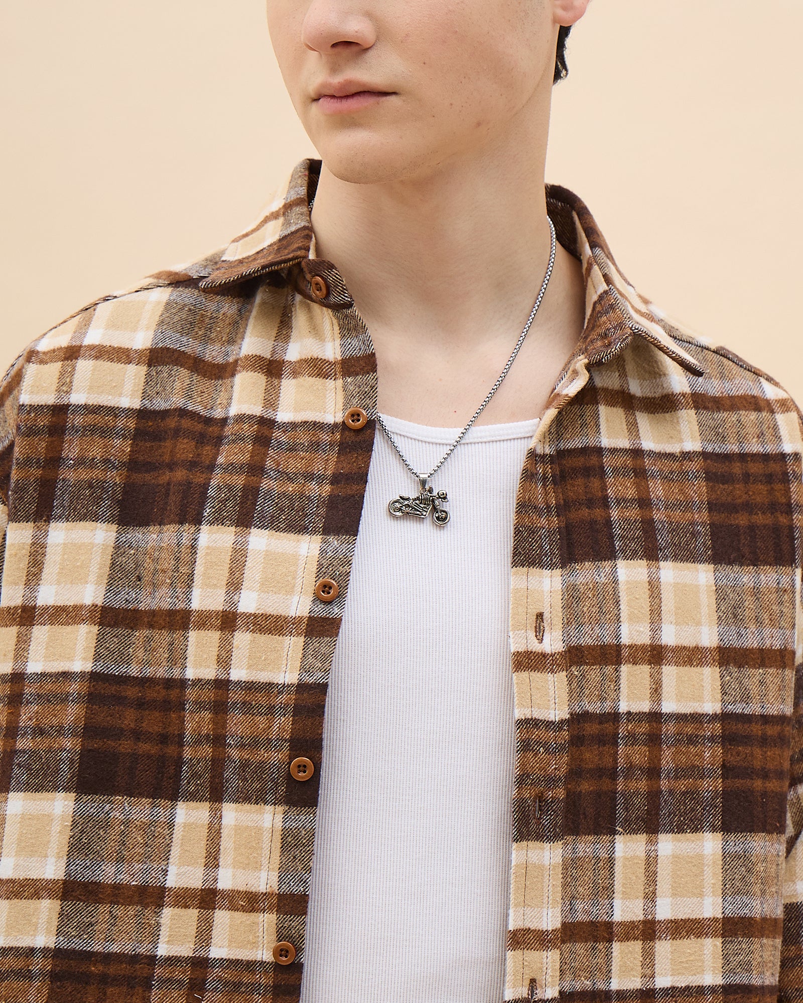 Chimpaaanzee Men Brown & Beige Oversized Fit Shirt - CHIMPAAANZEE