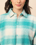 Chimpaaanzee Women Green & White Oversized Shirt - CHIMPAAANZEE