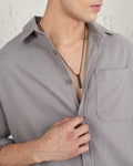 Chimpaaanzee Men Grey Oversized Fit Shirt - CHIMPAAANZEE