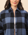 Chimpaaanzee Women Blue & Black Oversized Shirt - CHIMPAAANZEE