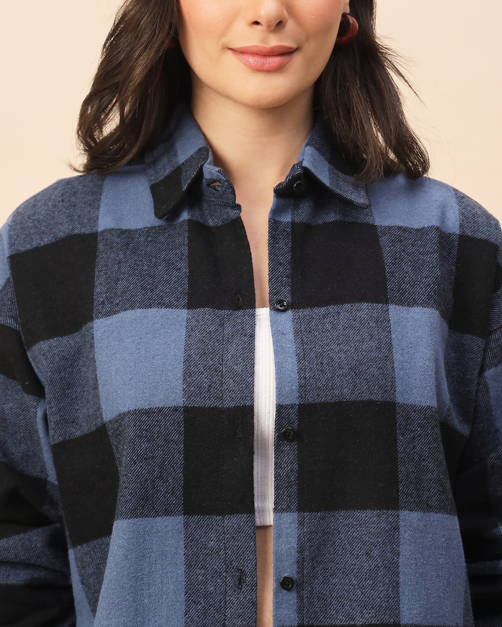Chimpaaanzee Women Blue & Black Oversized Shirt - CHIMPAAANZEE