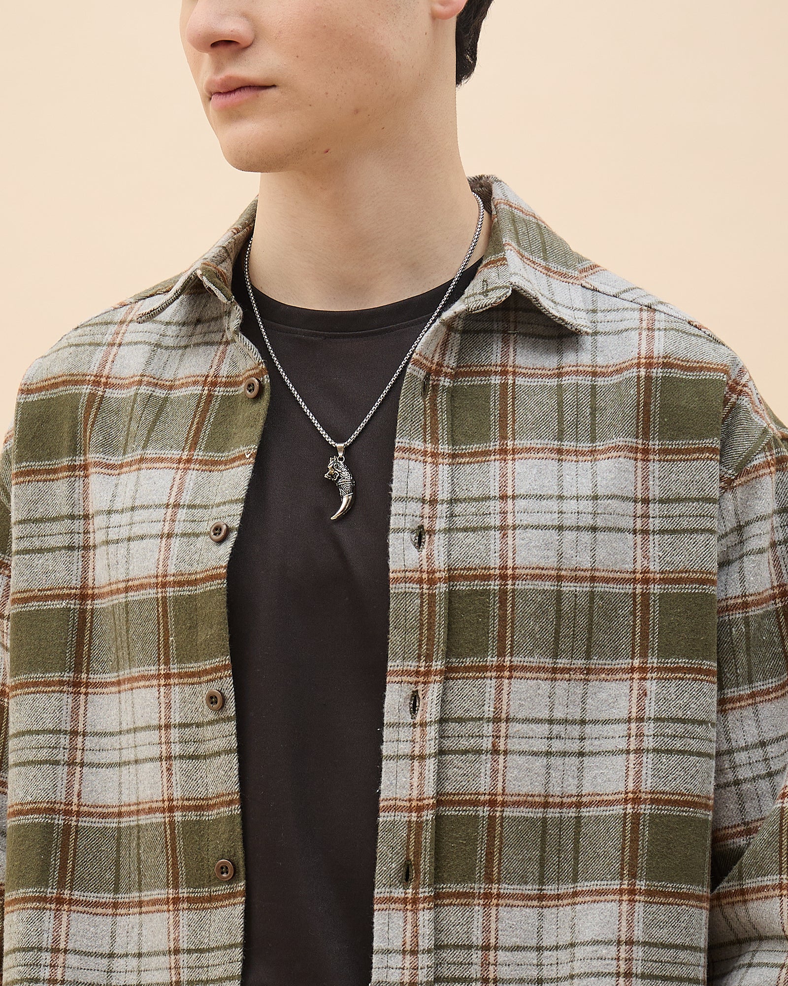 Chimpaaanzee Men Green & Grey Oversized Fit Shirt - CHIMPAAANZEE