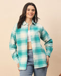 Chimpaaanzee Women Green & White Oversized Shirt - CHIMPAAANZEE