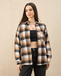 Chimpaaanzee Women Brown Oversized Shirt - CHIMPAAANZEE