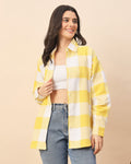 Chimpaaanzee Women Yellow & White Oversized Shirt - CHIMPAAANZEE