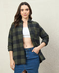 Chimpaaanzee Women Green & Black Oversized Shirt - CHIMPAAANZEE