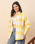 Chimpaaanzee Women Yellow & White Oversized Shirt - CHIMPAAANZEE