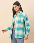 Chimpaaanzee Women Green & White Oversized Shirt - CHIMPAAANZEE
