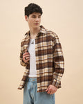 Chimpaaanzee Men Brown & Beige Oversized Fit Shirt - CHIMPAAANZEE