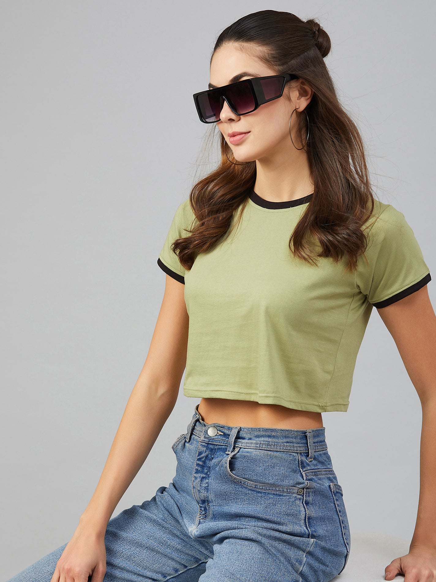 Chimpaaanzee Women Round Neck Crop T-shirt