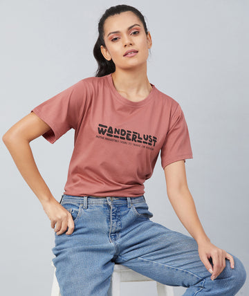 Chimpaaanzee Women Dark Pink Loose Fit T-shirt