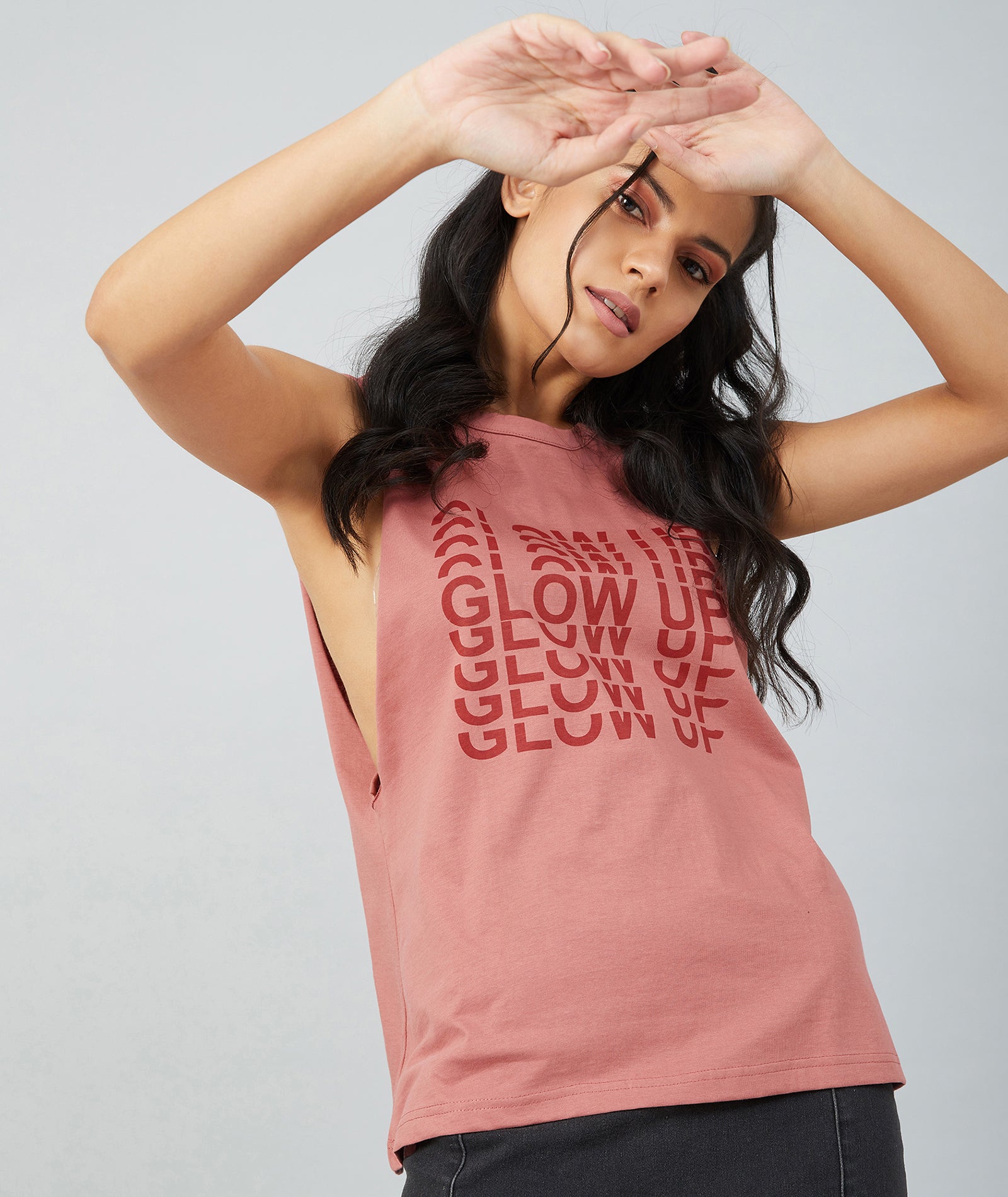 Chimpaaanzee Women Dark Pink Big Armhole Round Neck T-shirt