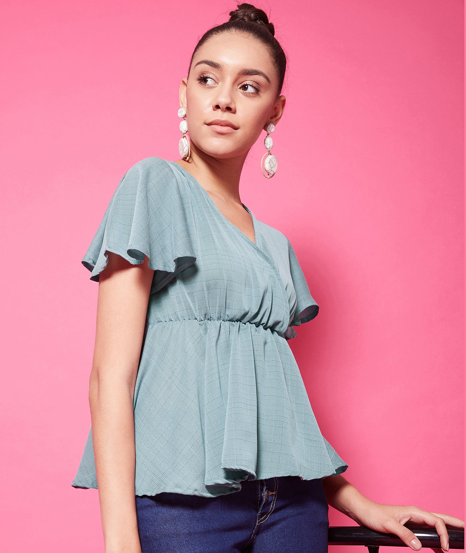 Chimpaaanzee Polyester Regular Tops - Grey