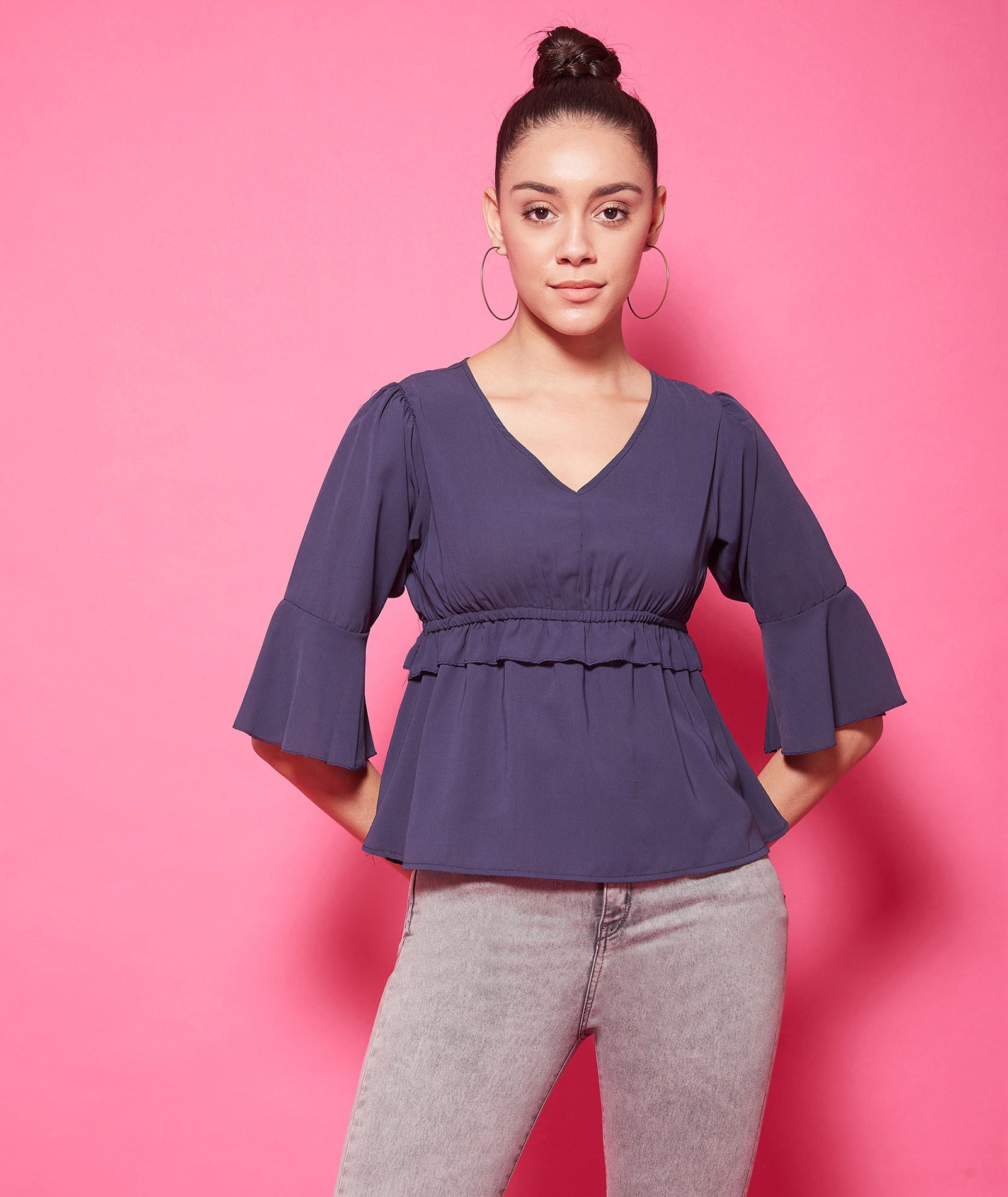 Chimpaaanzee Polyester Regular Tops - Navy