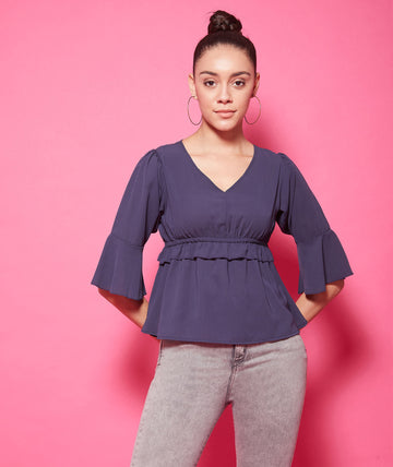 Chimpaaanzee Polyester Regular Tops - Navy