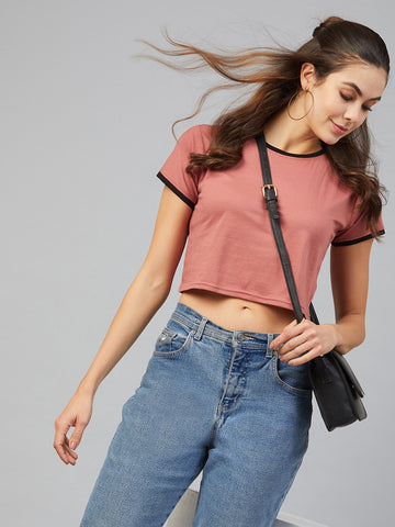 Chimpaaanzee Women Round Neck Crop T-shirt