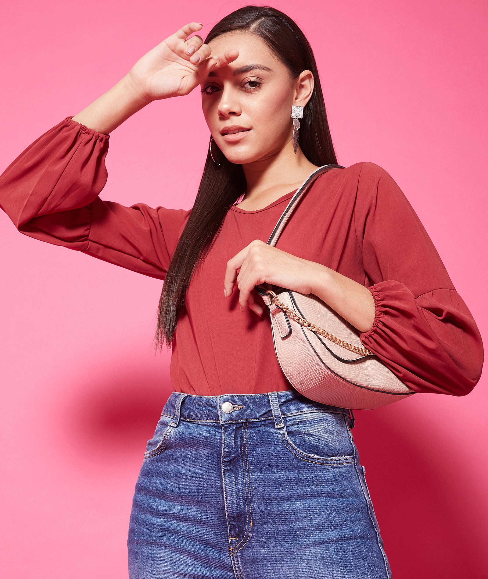 Chimpaaanzee Polyester Regular Tops - Maroon