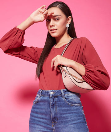 Chimpaaanzee Polyester Regular Tops - Maroon