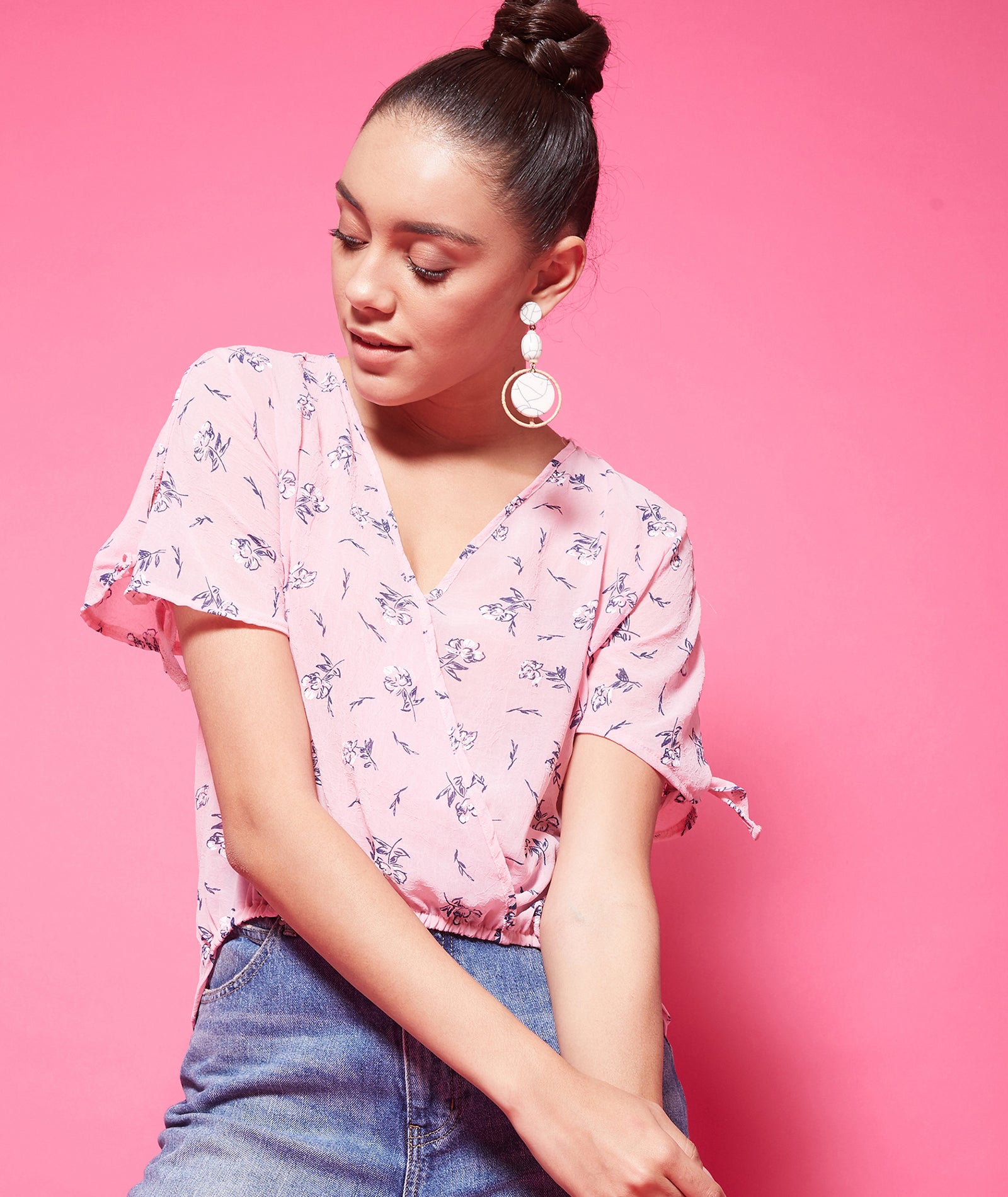 Chimpaaanzee Polyester Regular Tops - Pink