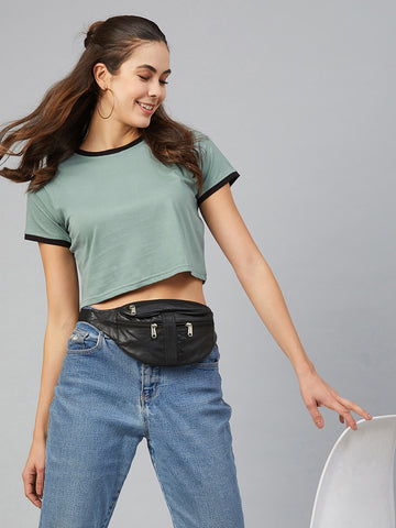 Chimpaaanzee Women Round Neck Crop T-shirt