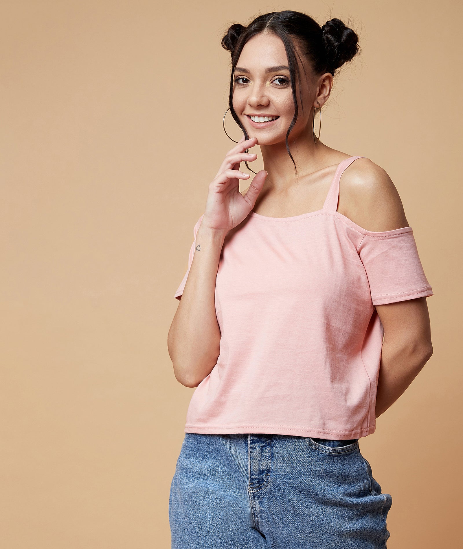 Chimpaaanzee Women One Shoulder Crop Top Pink