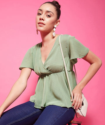 Chimpaaanzee Polyester Regular Tops - Green