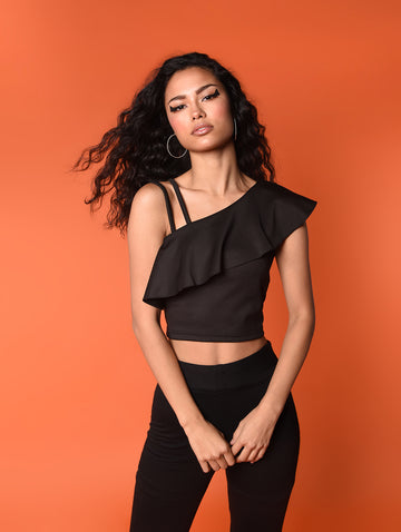 Chimpaaanzee Women Ruffled Bodycon Top