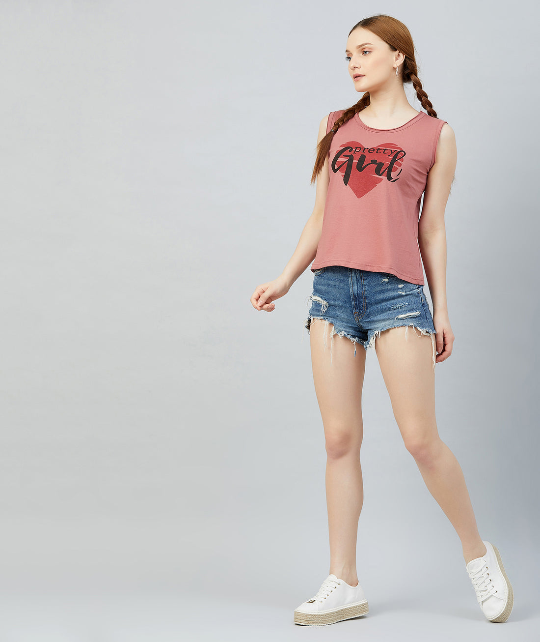 Chimpaaanzee Women Dark Pink Sleeveless Round Neck T-shirt
