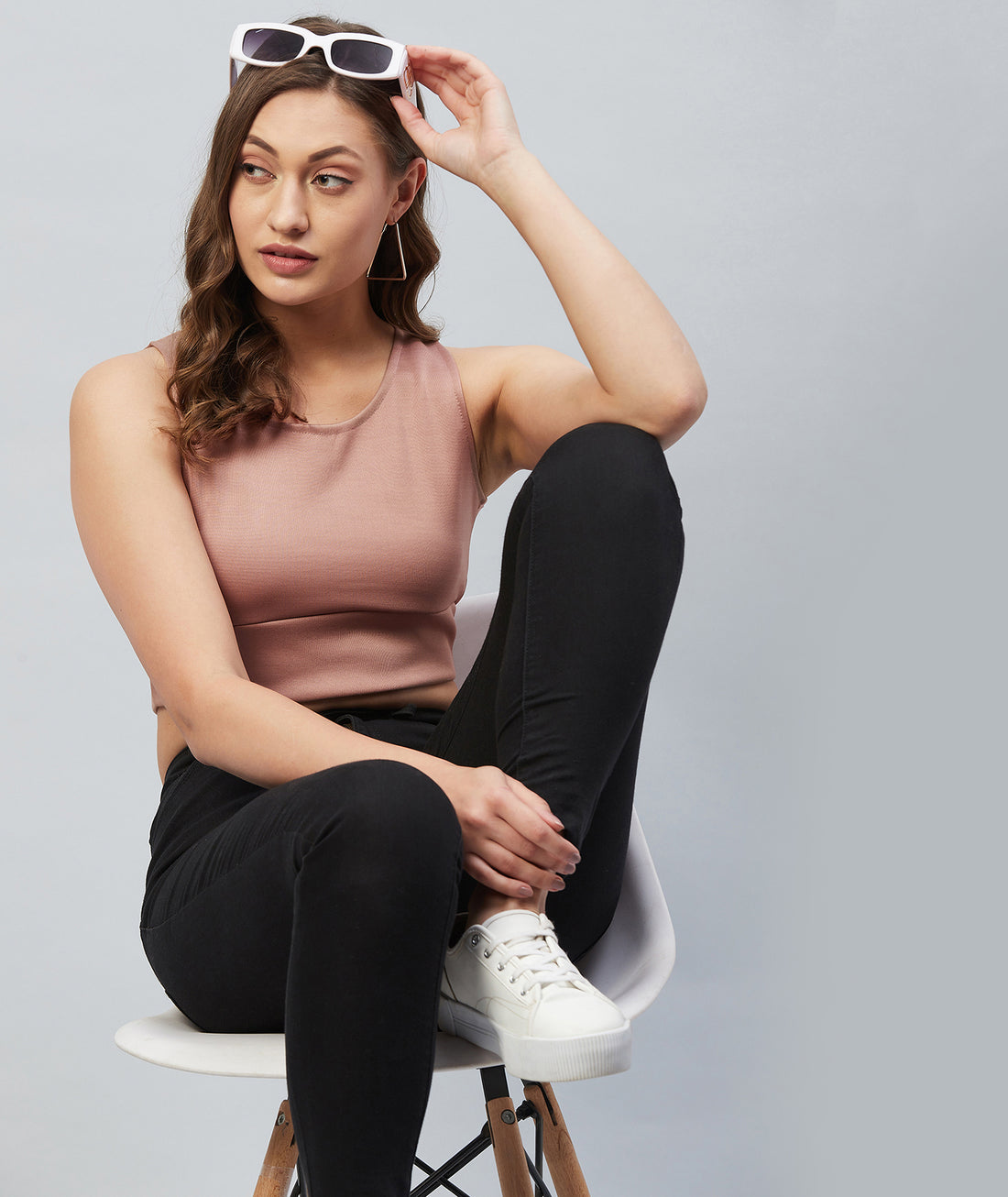 Chimpaaanzee Women Pink Solid Crop Top