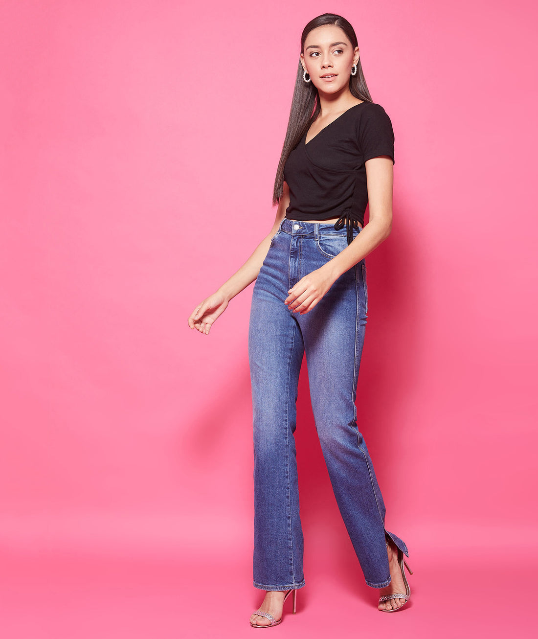 Chimpaaanzee Viscose Crop Tops - Black
