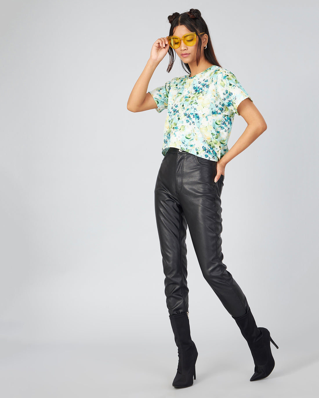 Chimpaaanzee Women Skyblue Flower Printed  back side open Top