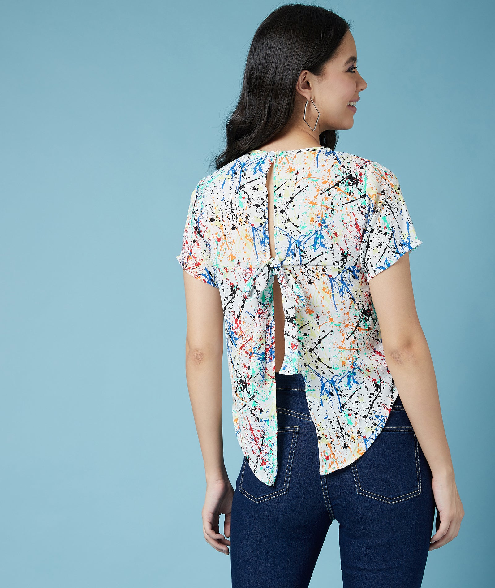 Chimpaaanzee Women Asymmetric Multicolor Crop Top