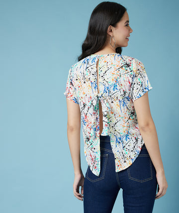 Chimpaaanzee Women Asymmetric Multicolor Crop Top