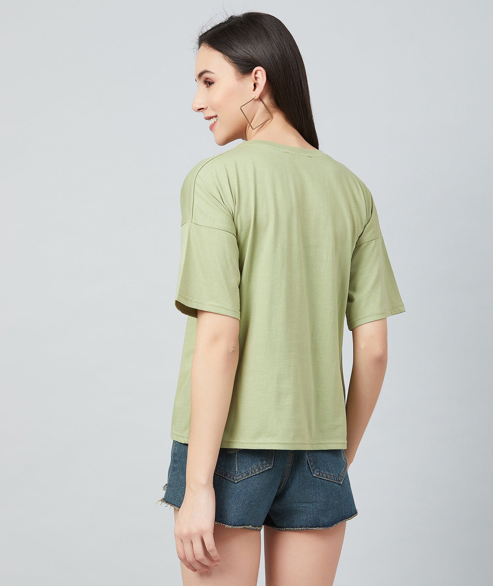 Chimpaaanzee Women Olive Green Big Shoulder Half Sleeve T-shirt –  CHIMPAAANZEE