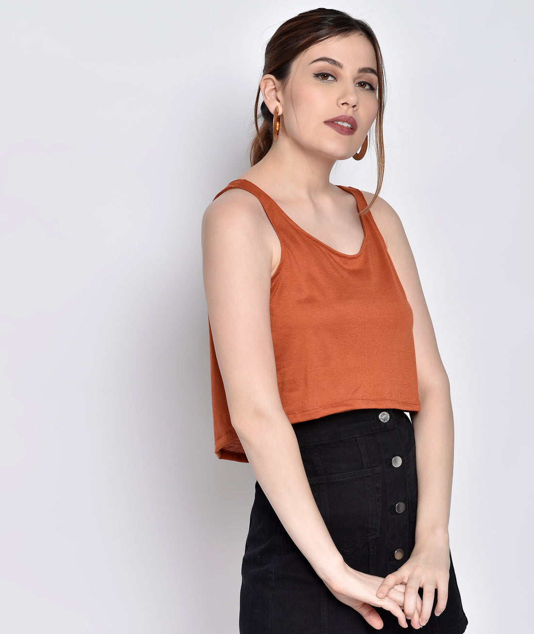 Chimpaaanzee Women Sleeveless Orange Tank Top