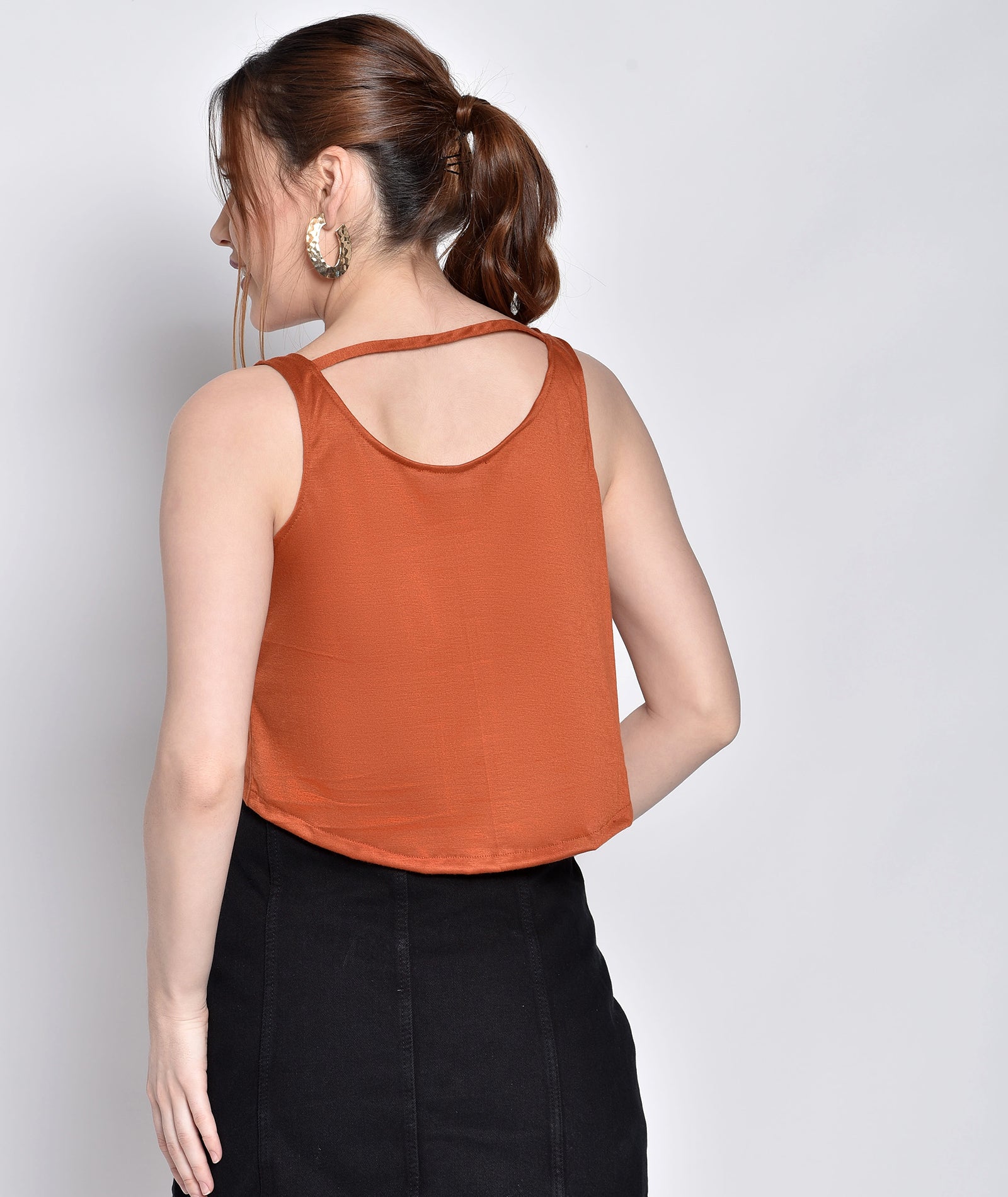 Chimpaaanzee Women Sleeveless Orange Tank Top