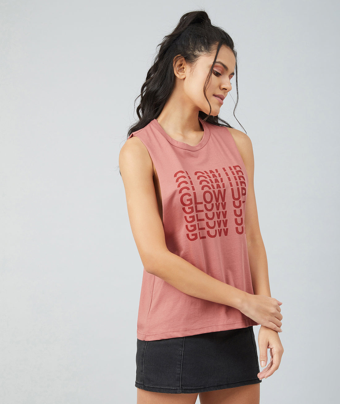 Chimpaaanzee Women Dark Pink Big Armhole Round Neck T-shirt